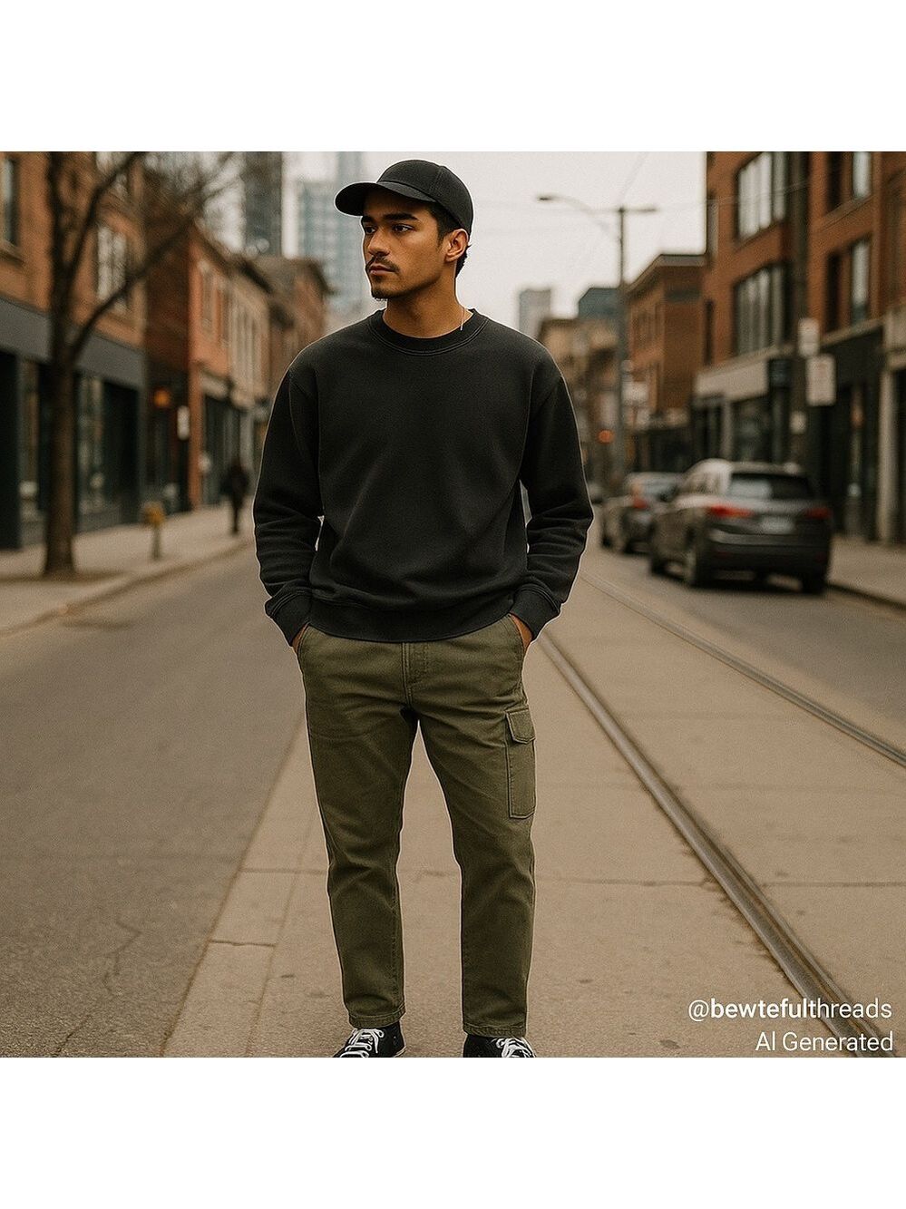 OAK + FORT | Size 32 | Olive Green Stretch Cotton Pants | Toronto Street Style